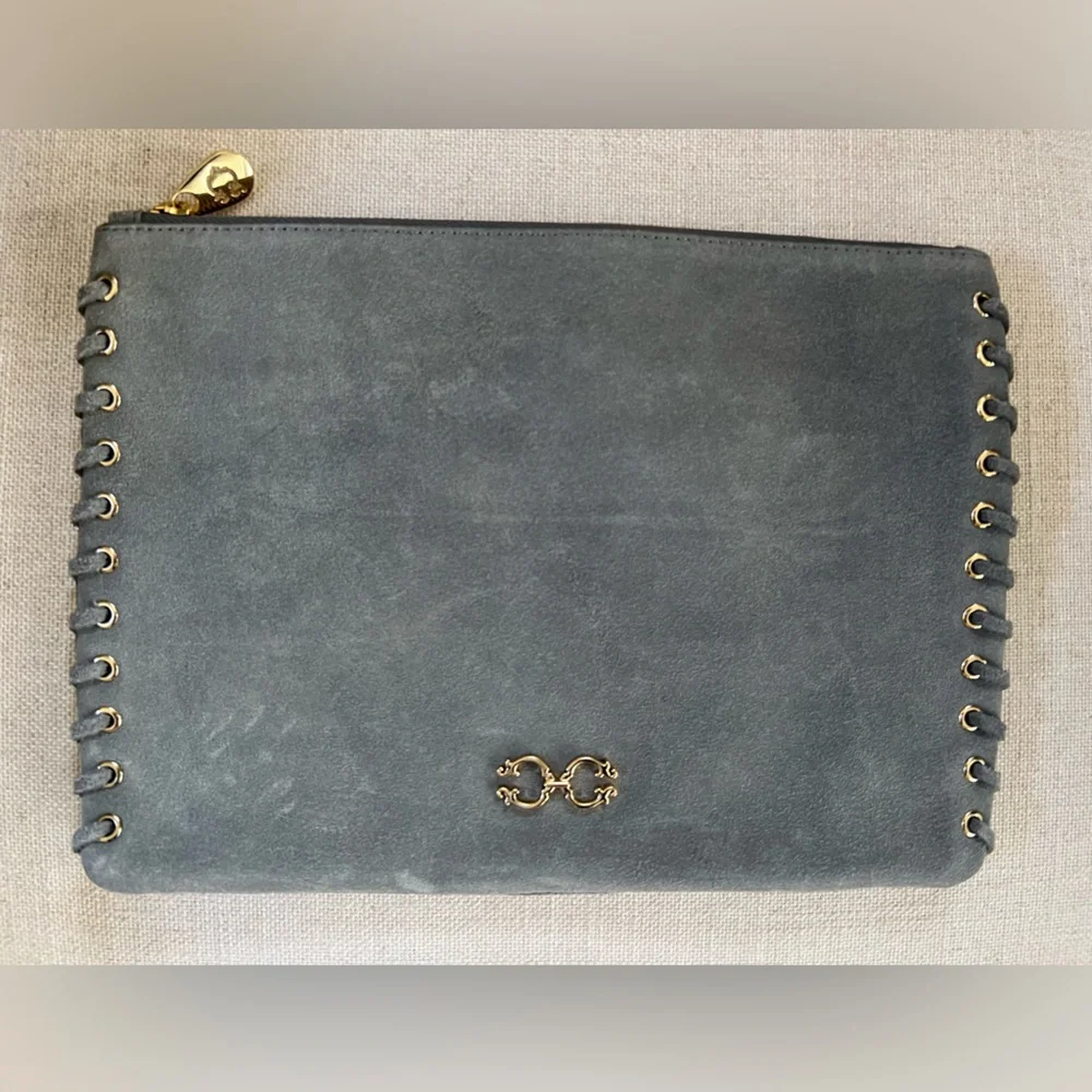 Beautiful gray suede clutch!  Great condition! - Picture 2 of 6